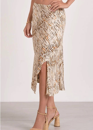 Elan - Saia midi com fenda lateral estampada Sahara