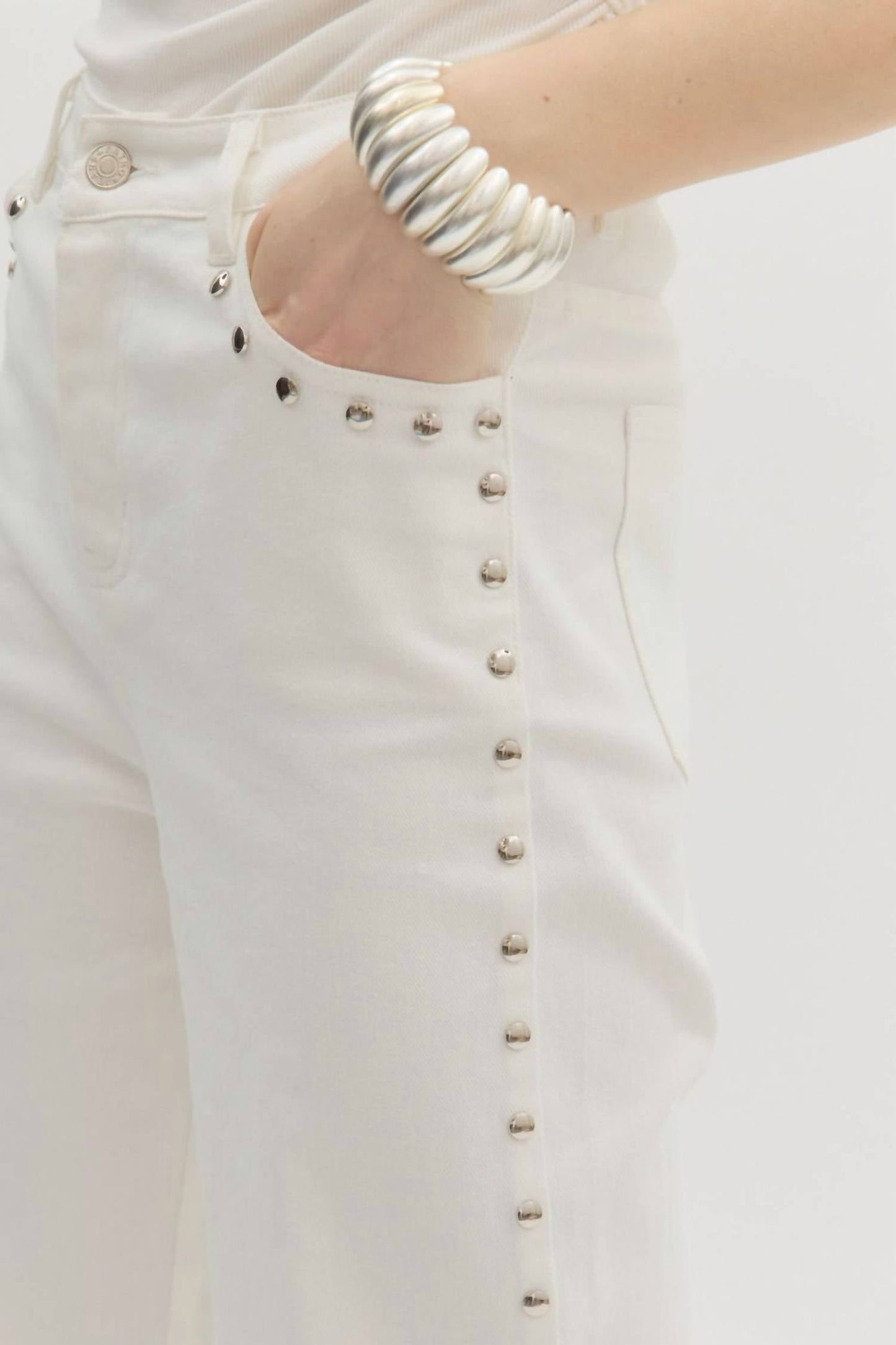 Entro - Stud Embellished High Waisted Pants