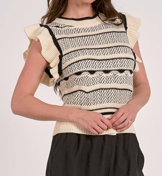 Elan - Blusa de gola redonda com mangas esvoaçantes