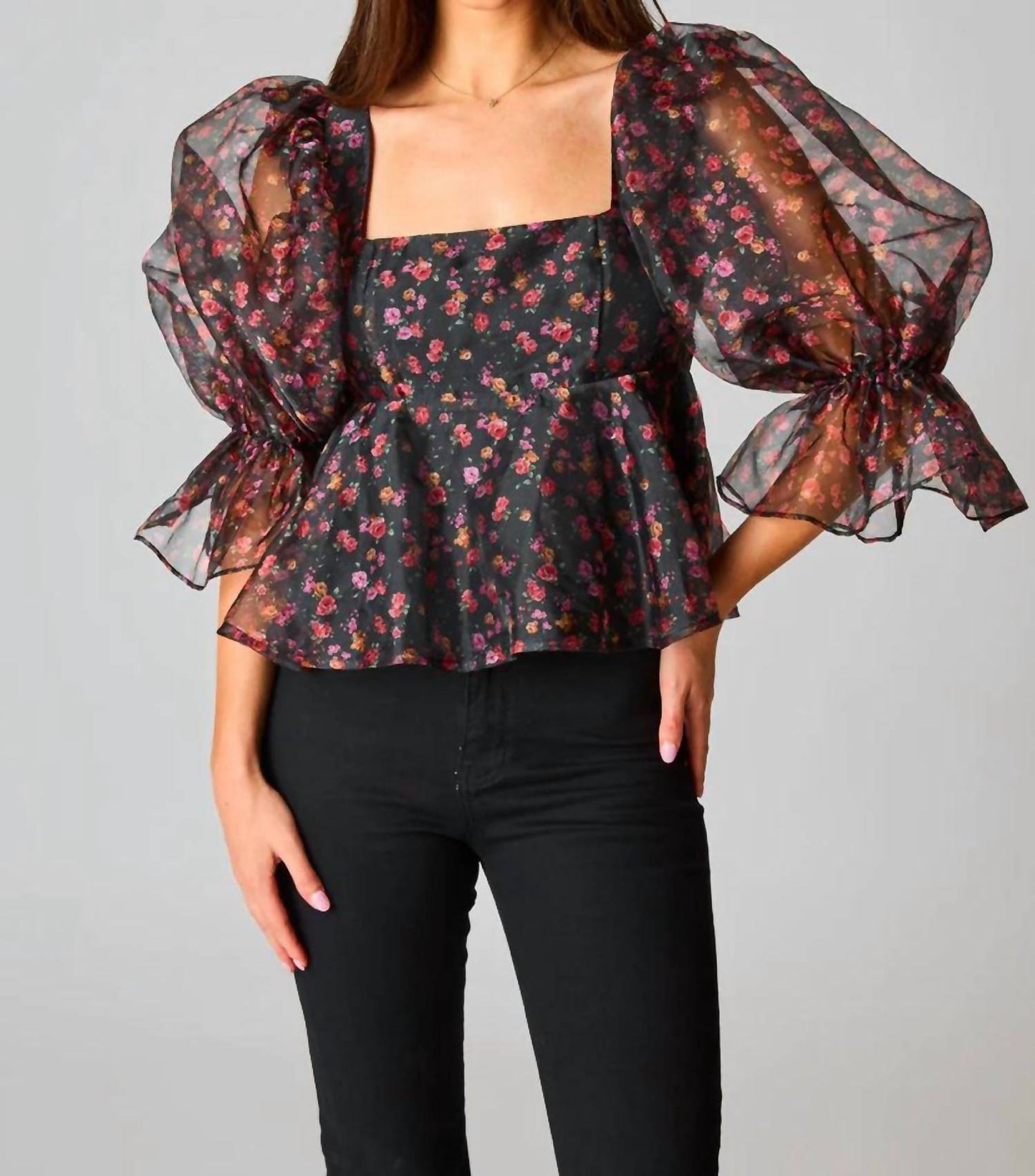 Buddylove - Puff Sleeve Peplum Top