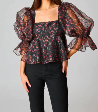 Buddylove - Blusa Peplum com Manga Bufante