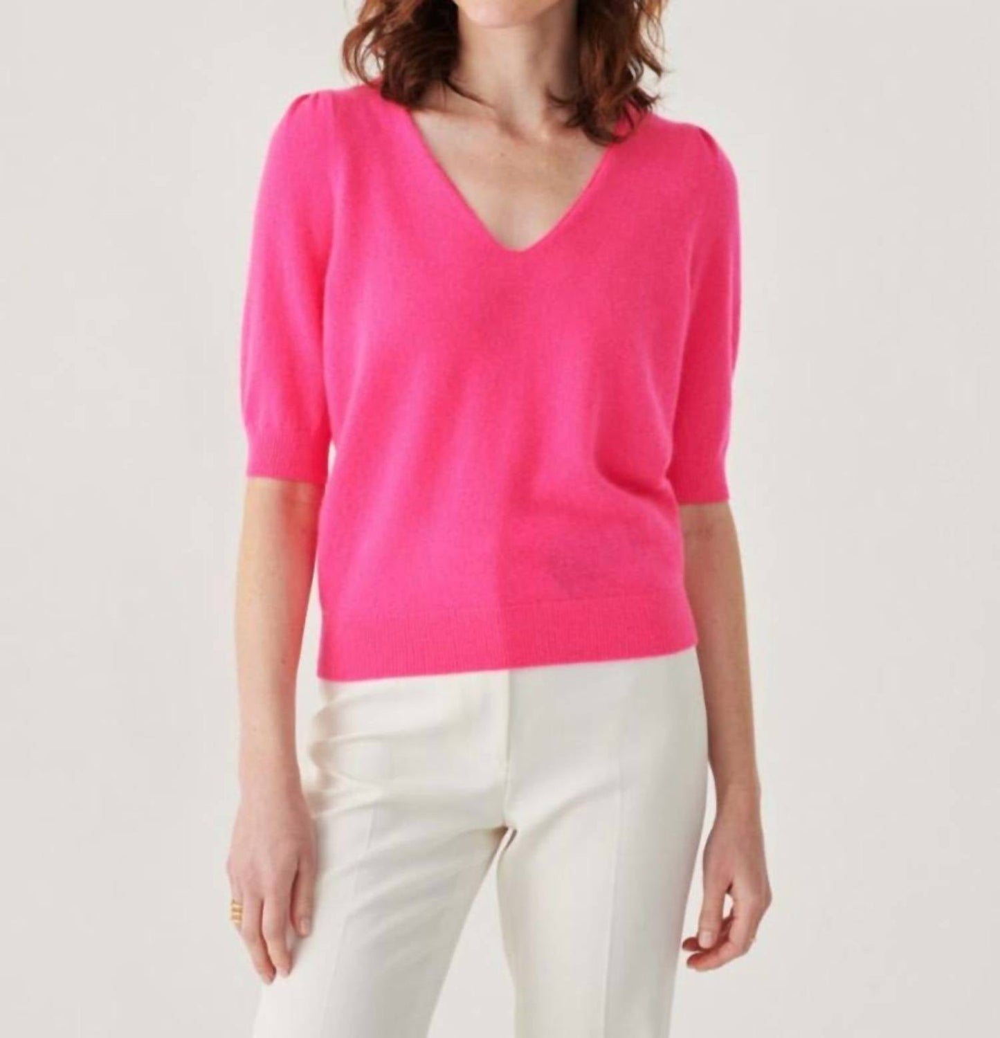 White + Warren - Cashmere Puff Sleeve Top