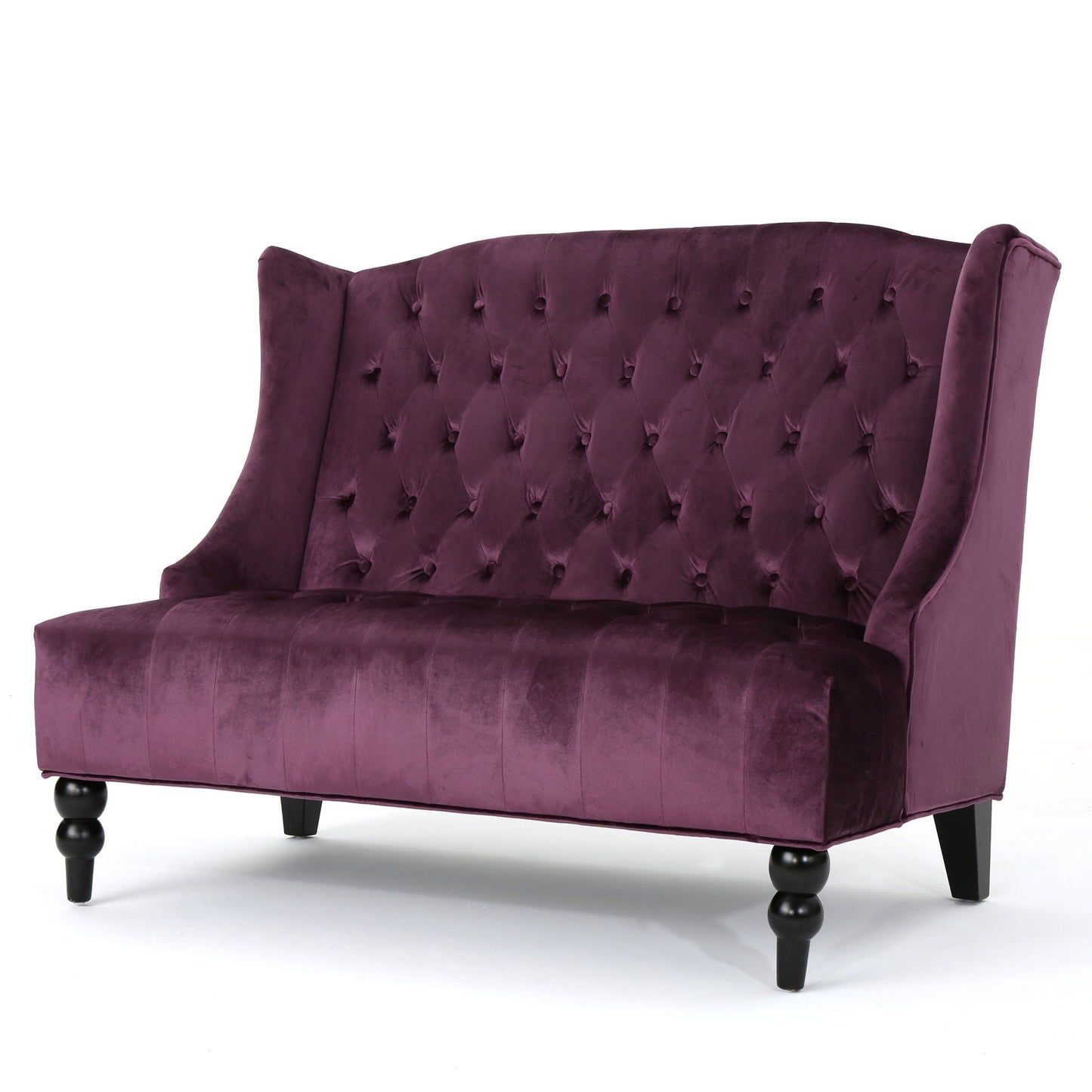 Nurturing Upholstered Loveseat With Wing Back And Diamond Tufting