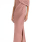 Social Bridesmaids Draped One-Shoulder Convertible Column Gown in Desert Rose , Size Medium