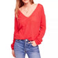Free People - Gossamer V-Neck Sweater Coral Light Knit Pullover