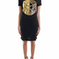 Versace - Vestido camiseta com logotipo dourado feminino Couture