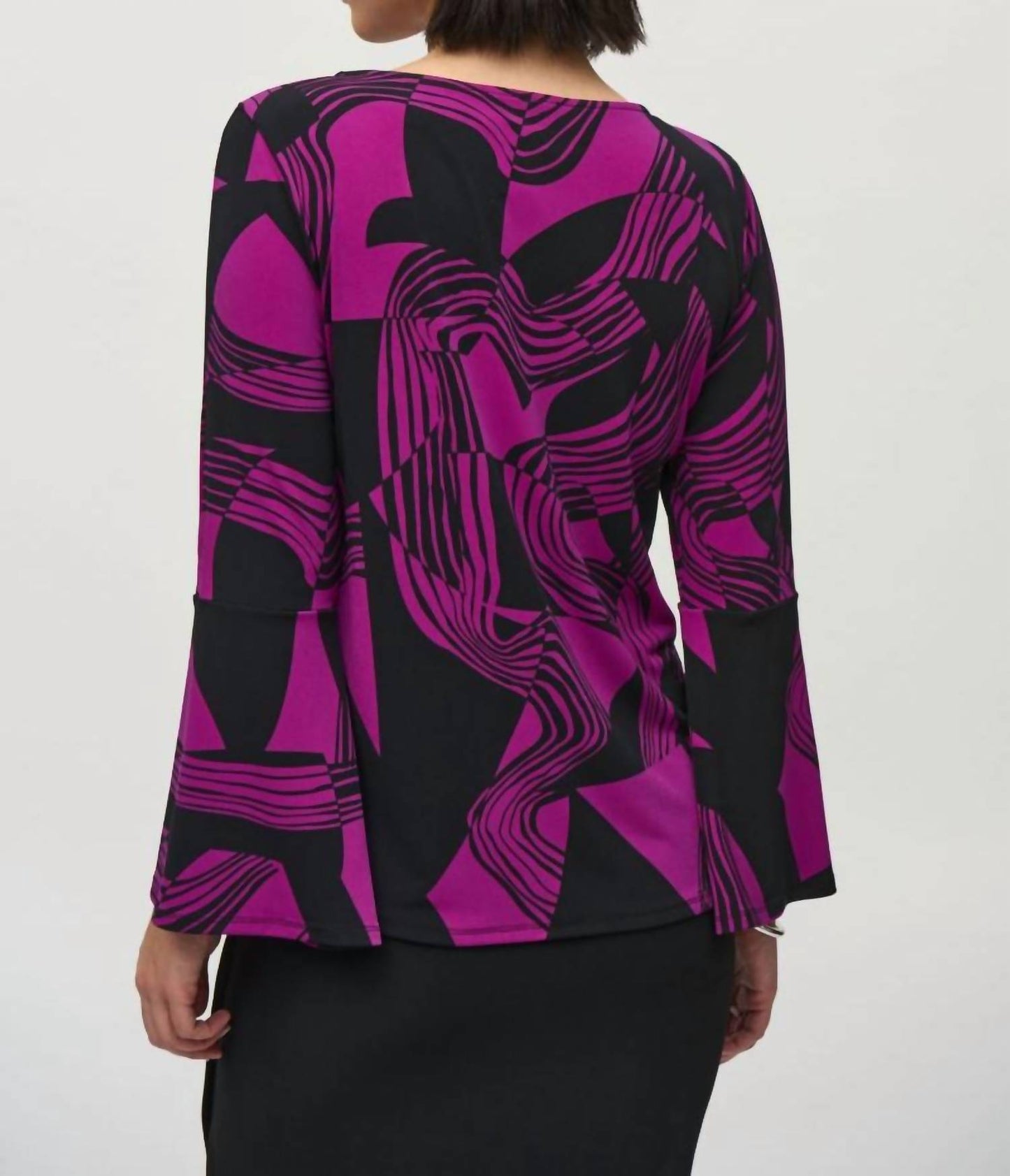 Joseph Ribkoff - Abstract Print Flared Slit Sleeve Top