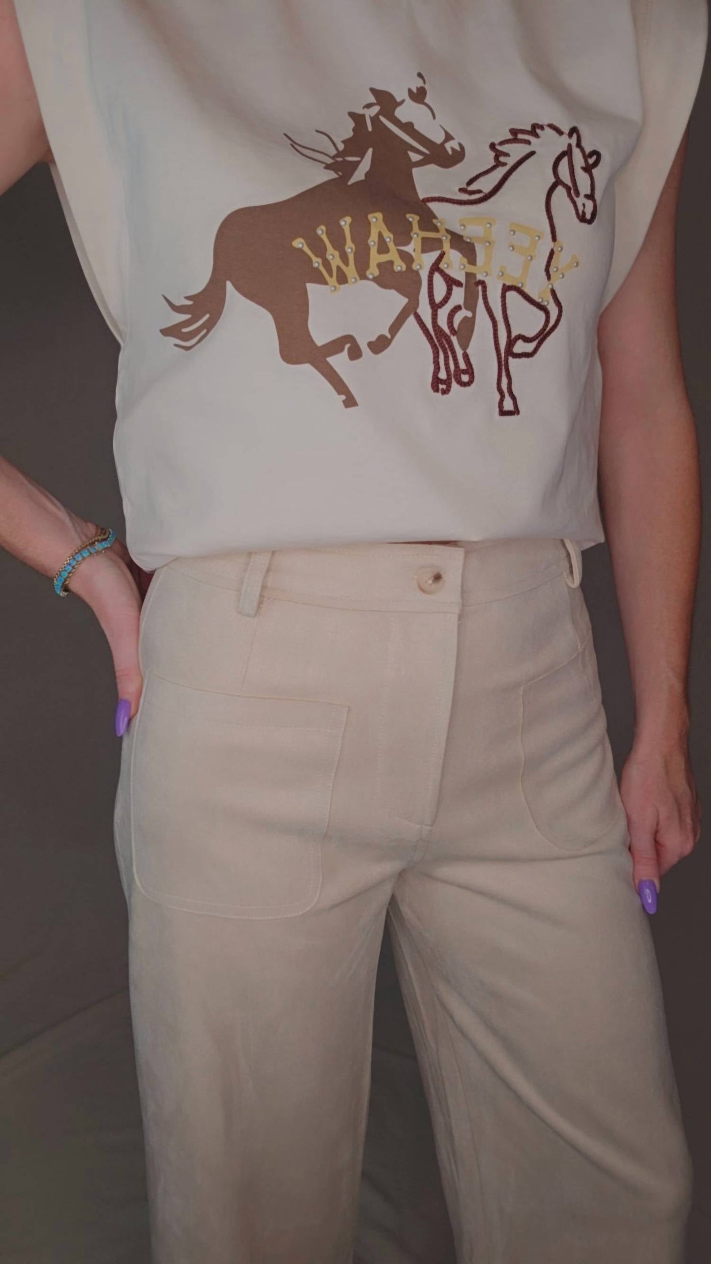 Allie Rose - Suede Laser Cut Wide Leg Pants