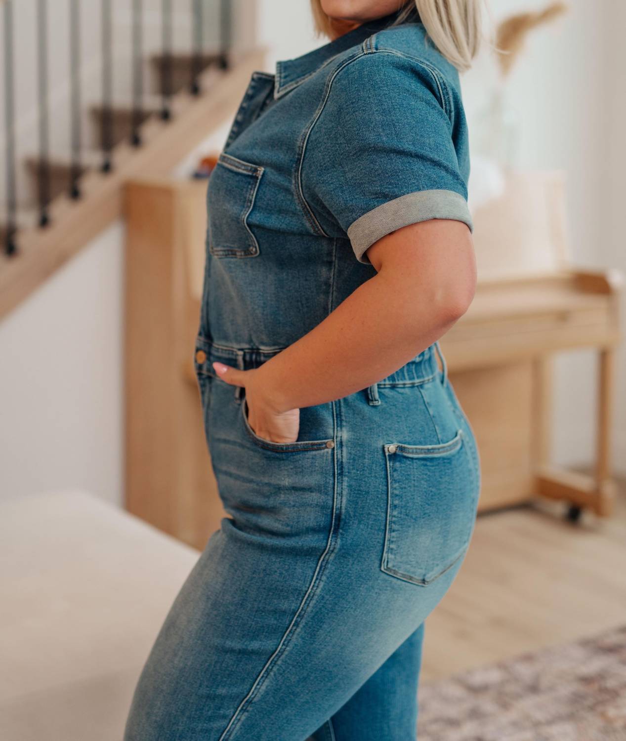 Judy Blue - Short Sleeve Denim Jumpsuit