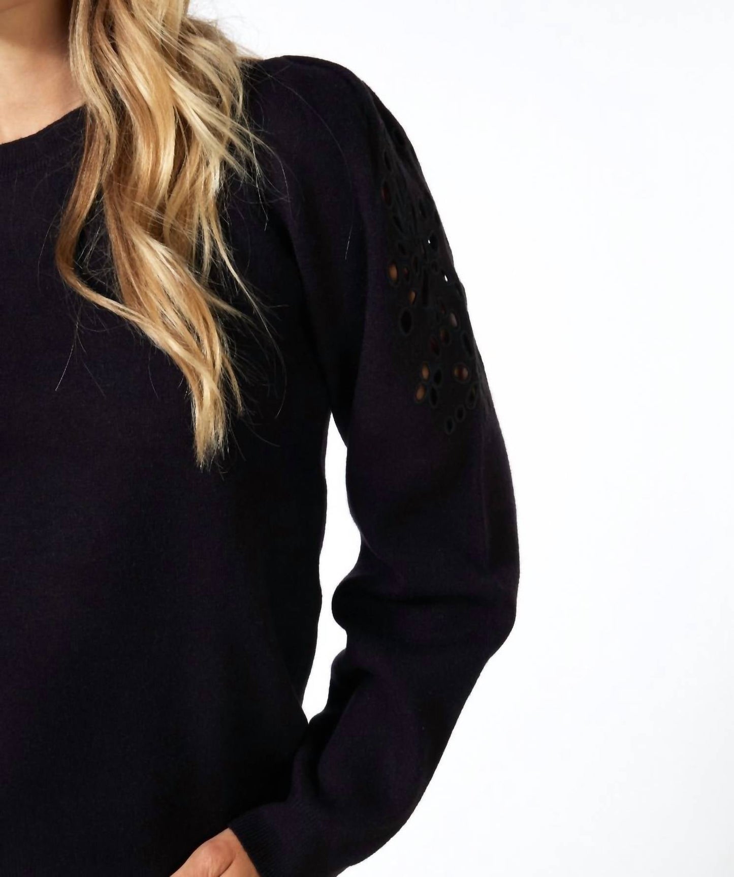 Esqualo - Eyelet Puff-sleeve Sweater