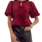 Entro - Danielle Puff Sleeves Bow Detail Top