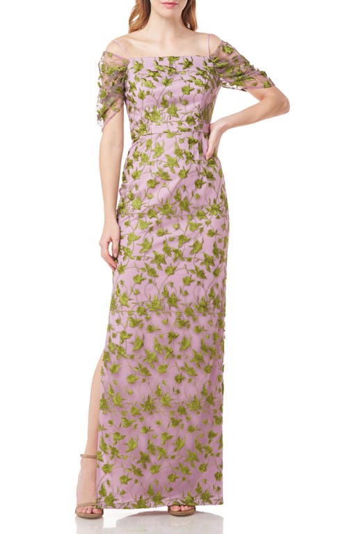 JS Collections Jemma Embroidered Cold Shoulder Column Gown