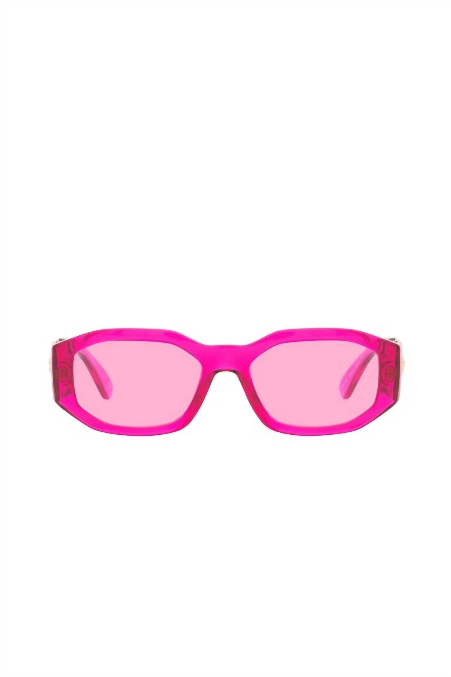 Versace - Geometric Plastic Sunglasses with Pink Lens