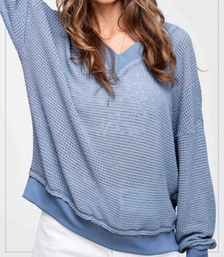 La Miel - Blusa Waffle com Decote em V