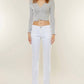 Kancan - Mid Rise White Bootcut Jeans With Side Slit