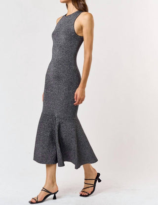 Lalavon - Shimmer Sleeveless Mermaid Midi Dress