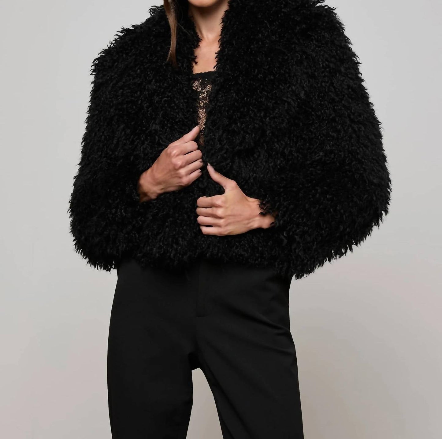 L'Agence - Aura Cropped Faux Fur Jacket