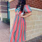 America & Beyond - Starlette Stripe Embroidered Dress