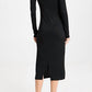 Rag & Bone - SOLID TURTLE NECK RIBBED KNIT BACK SLIT MIDI DRESS