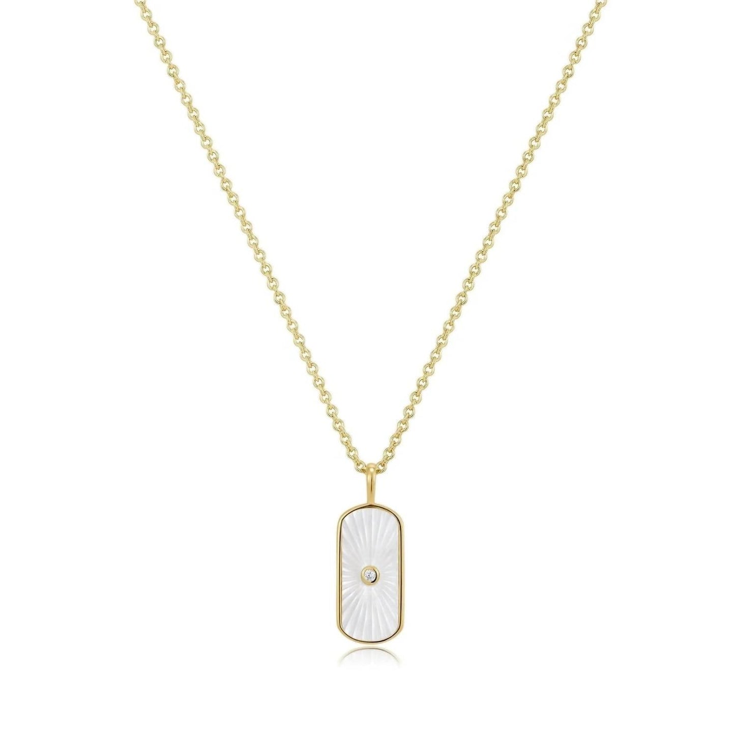 Eklexic - Tag Shaped Mop Pendant Stone Necklace