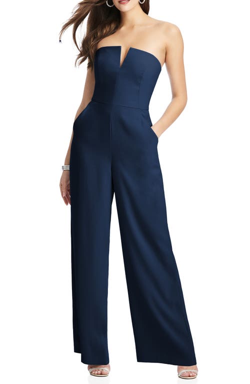 Dessy Collection Strapless Crepe Jumpsuit in Midnight, Size 6