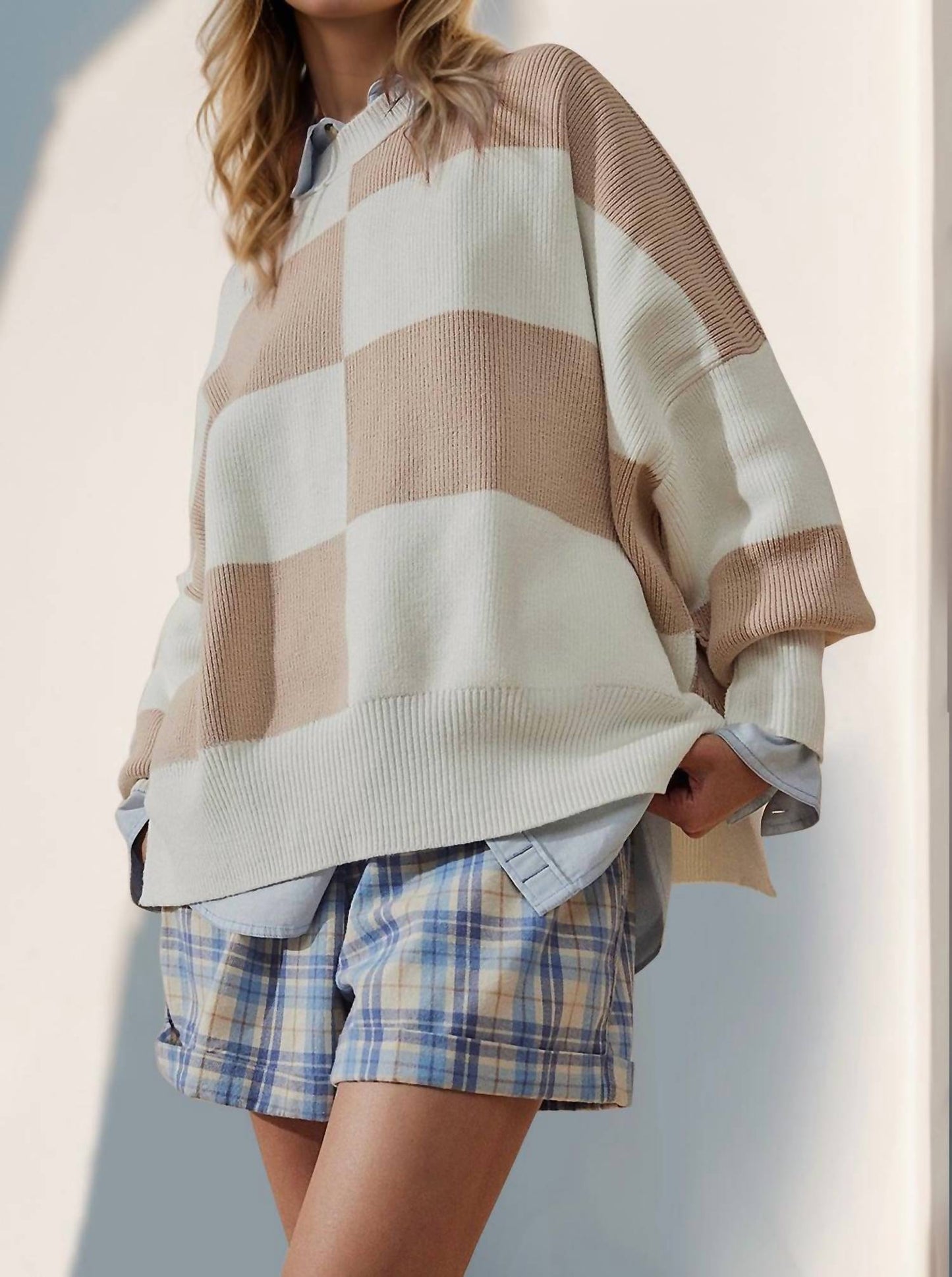 Double Take - Oversized Color Block Sweater