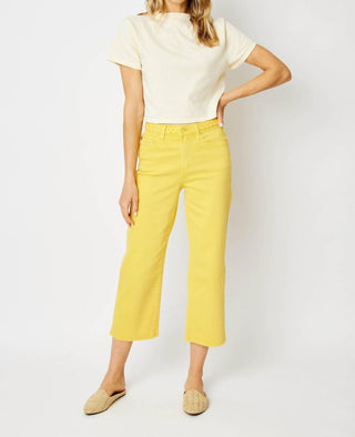 Judy Blue - Calça jeans curta com cintura alta, trançada e perna larga