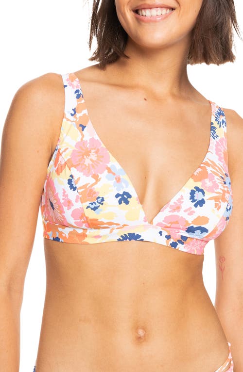 Roxy Beach Classics Triangle Bikini Top - Bright White Floral Escape