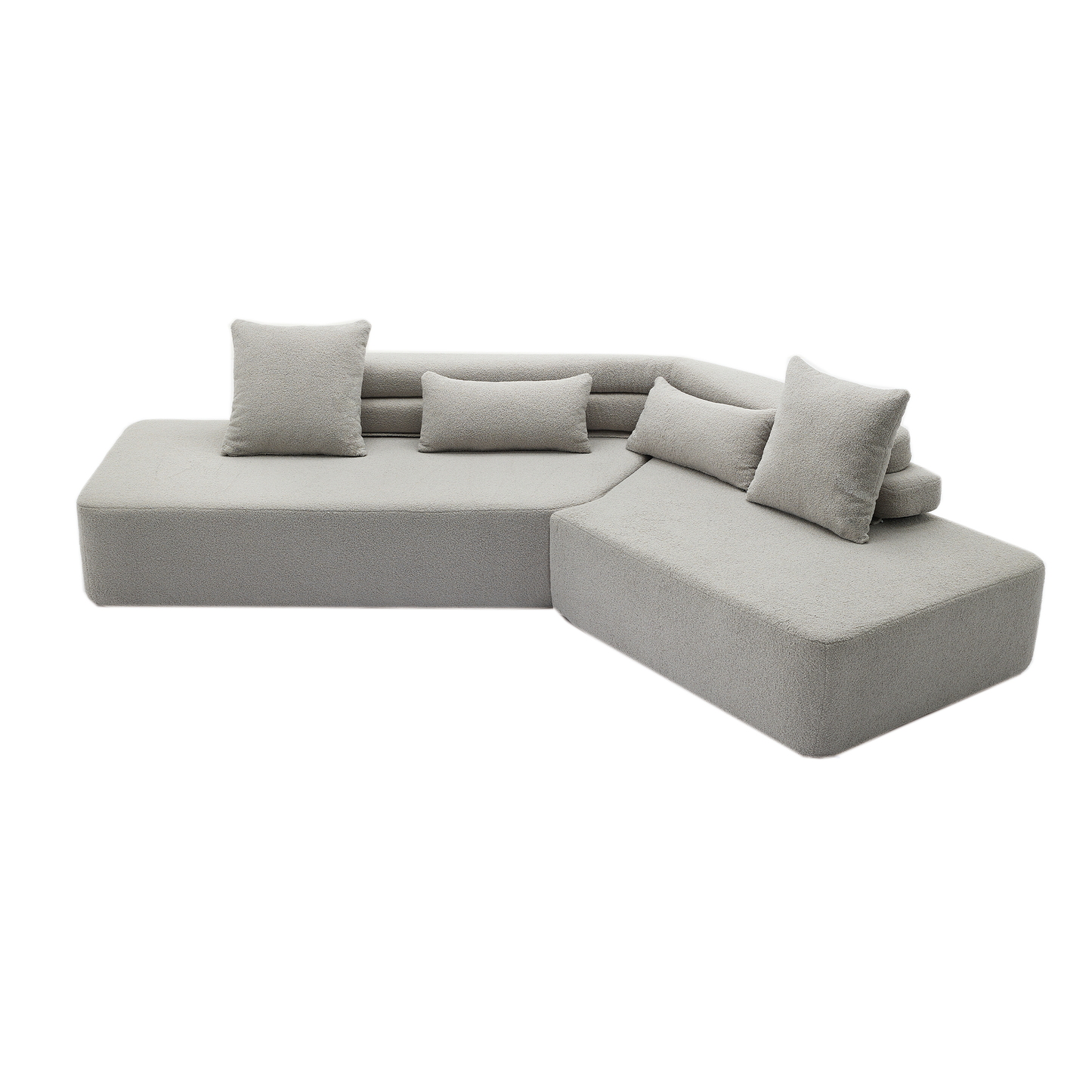Minimalist Cloud Sectional Couch - 4-Seater in Light Gray