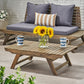 Outdoor Acacia Wood Coffee Table with Open Slat Design, Grey