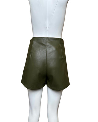 Anniewear - Women's Studded Stretch Faux Leather Wrap Skort