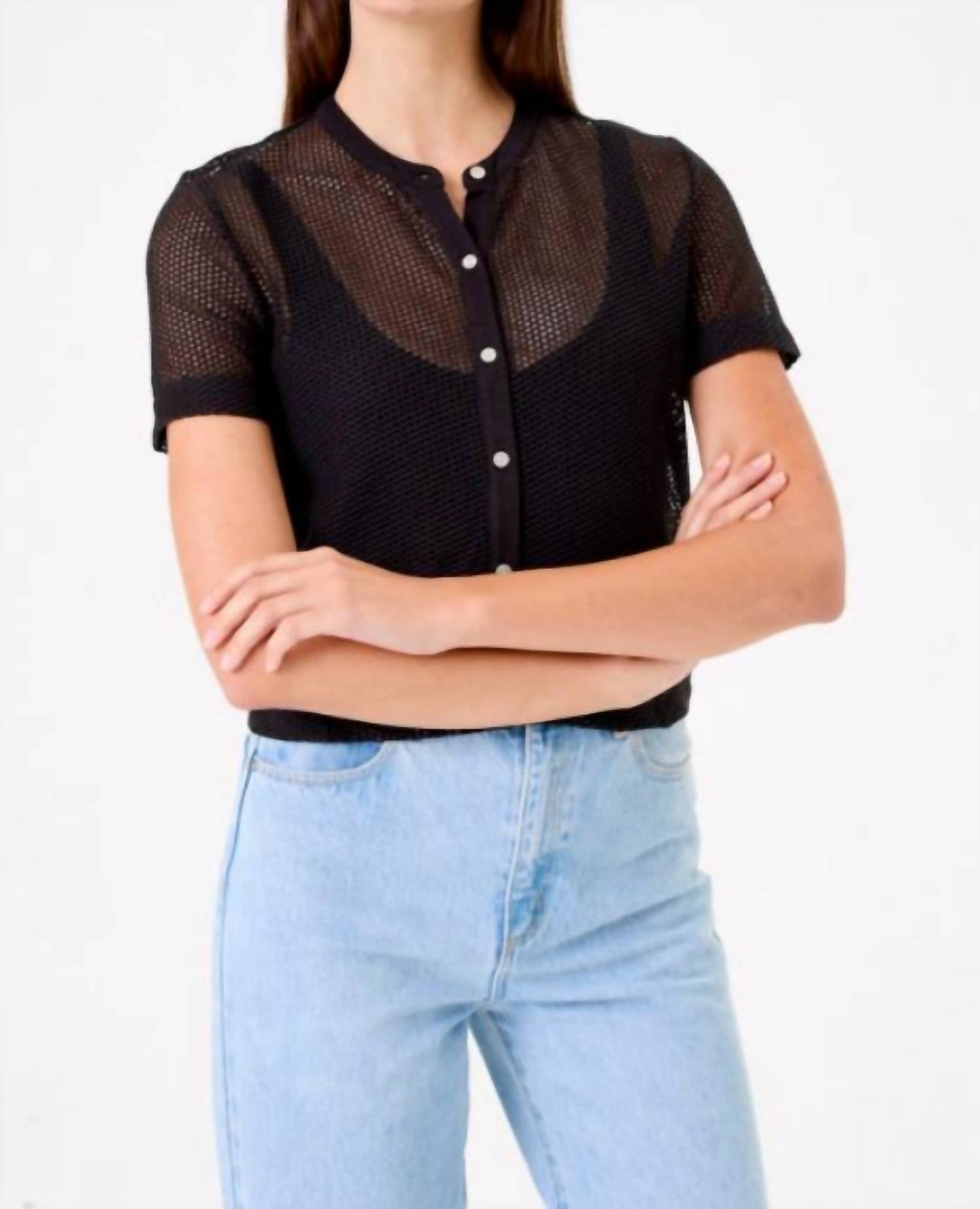 Goldie - FISHNET S/S CROP BUTTON UP