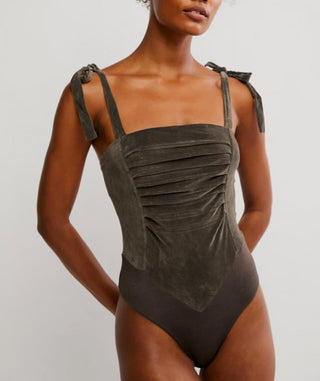 Free People - Tie Shoulder Sleeveless Textured Bodysuit