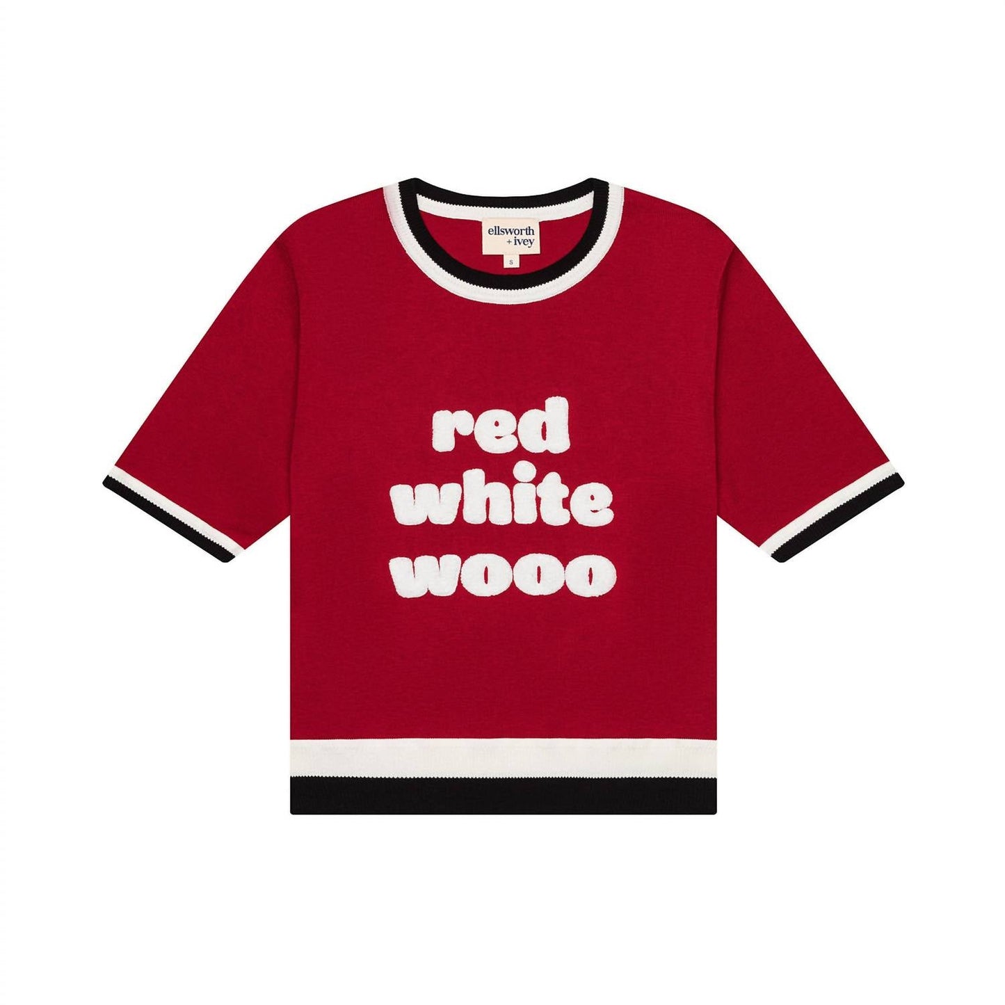 Ellsworth + Ivey - Women's Red White Wooo Short Sleeve Top