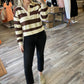 Blu Pepper - Wide Striped Collared Sweater