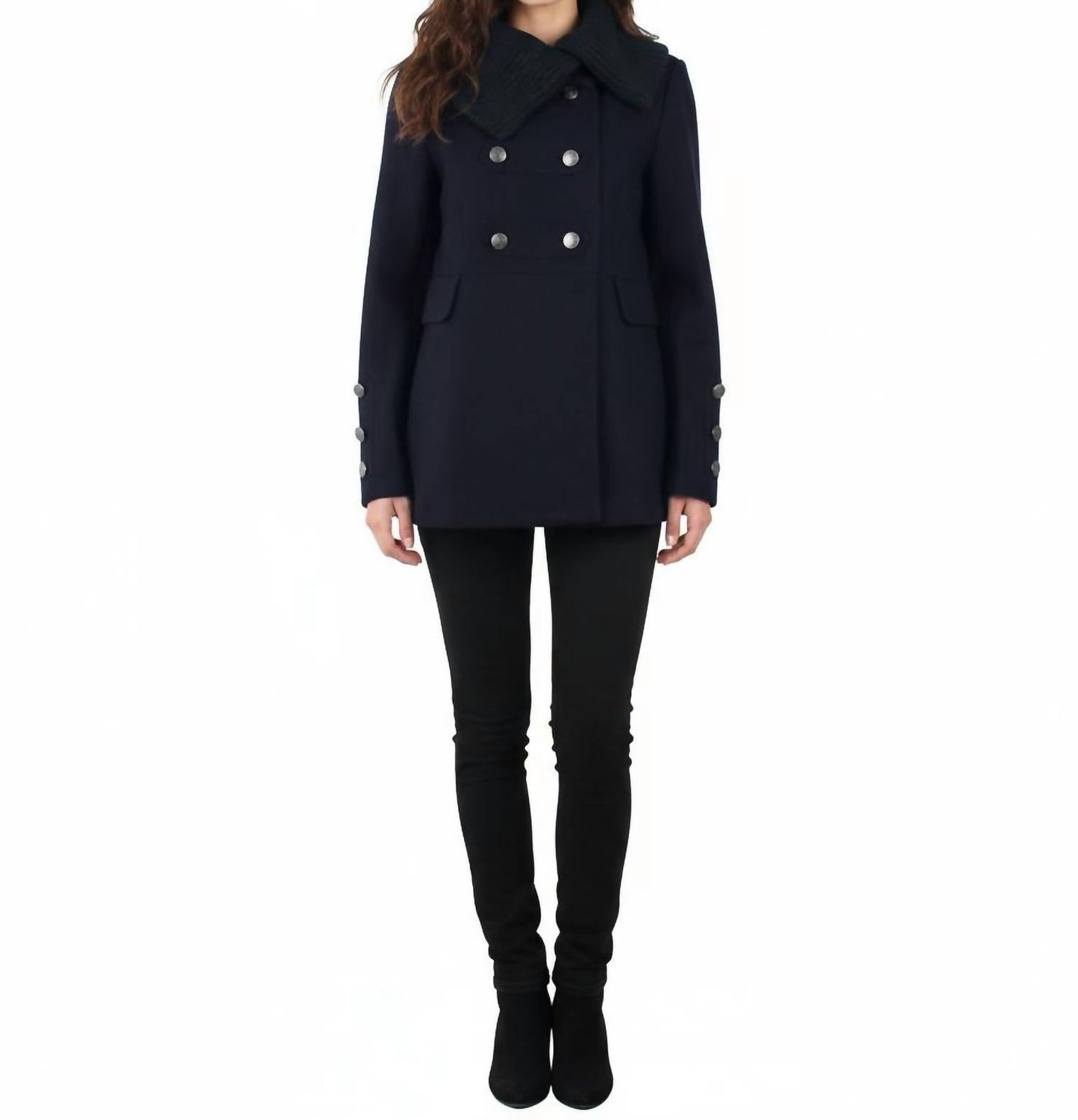 Coffeeshop - Double Breasted Knit Collar Military Jacket