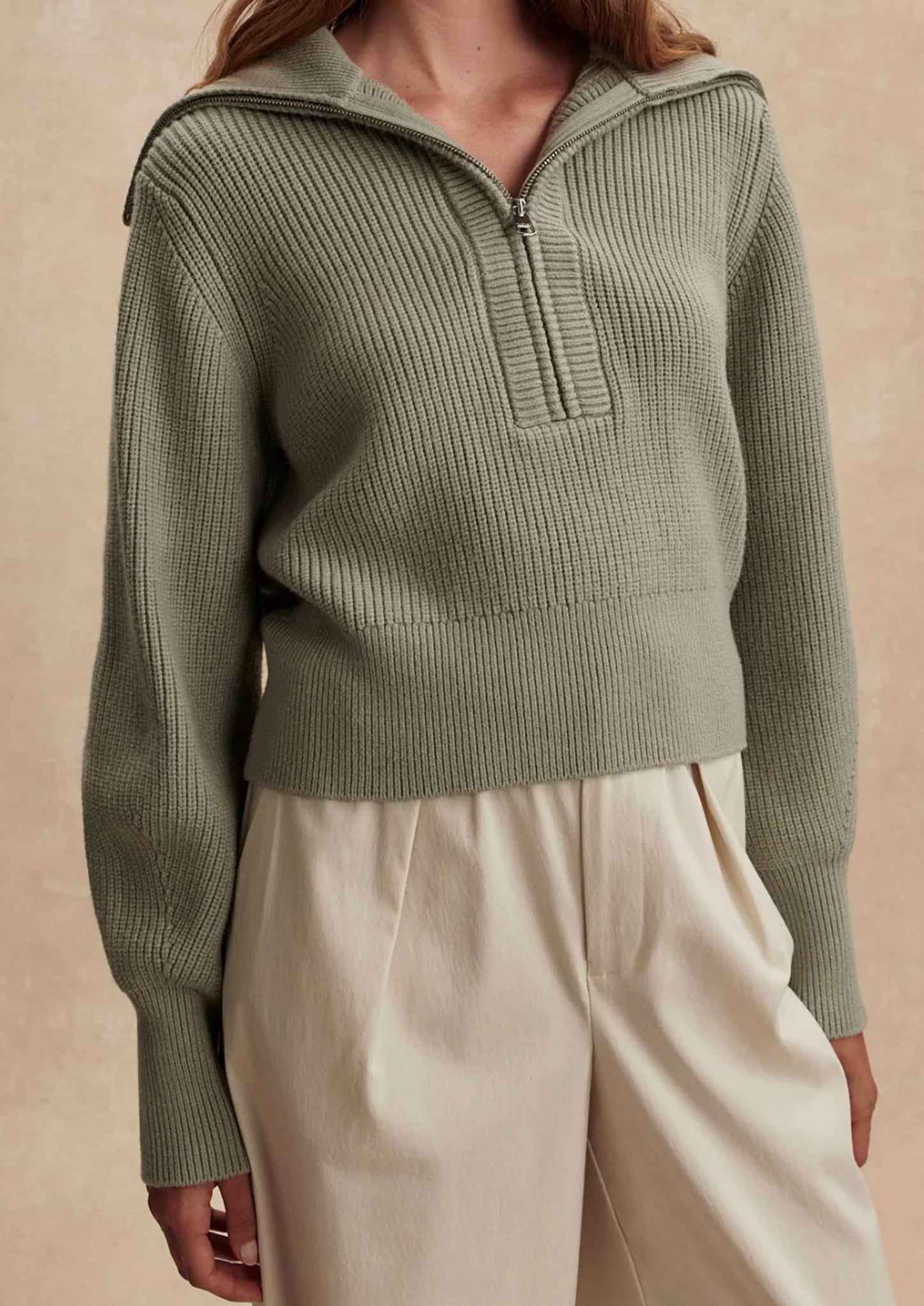 Varley - Maura Half Zip Rib Knit Sweater