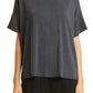 Eileen Fisher Crewneck Jersey Boxy T-Shirt in Charcoal, Size Small