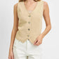Risen - Full Size V Neck Button Down Vest Plus Size
