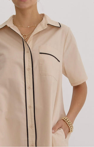 Entro - Neutral Collar Shirt Dress