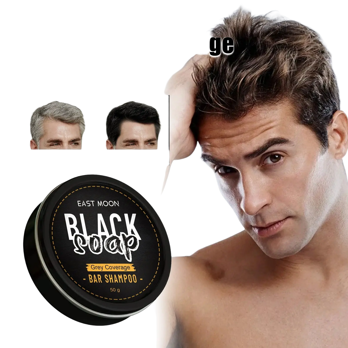 East Moon Men’s Grey Coverage Black Hair Soap Bar