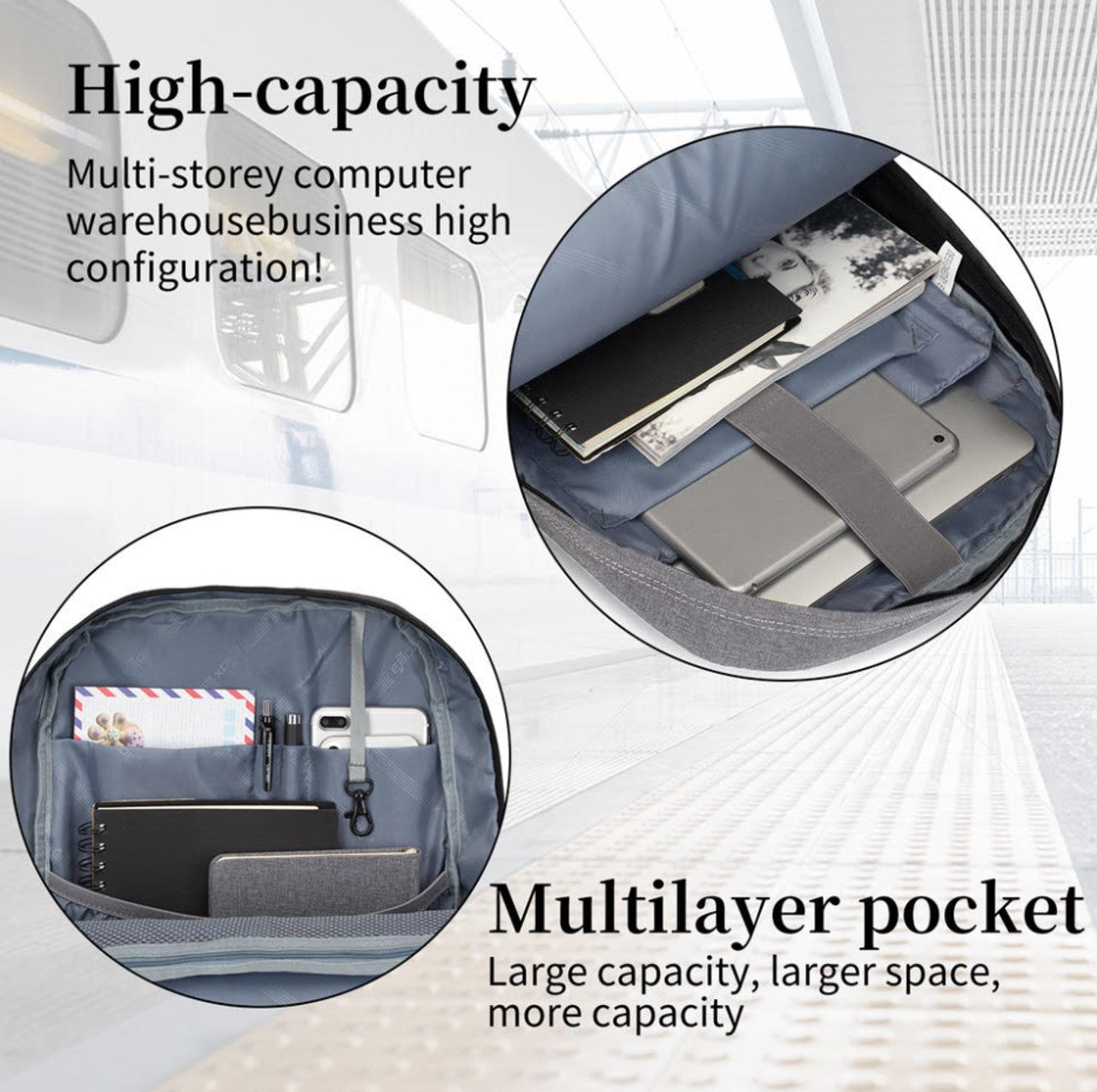 Mochila de viagem Ebox Classic com compartimento para laptop e armazenamento para tablet de 15,6"