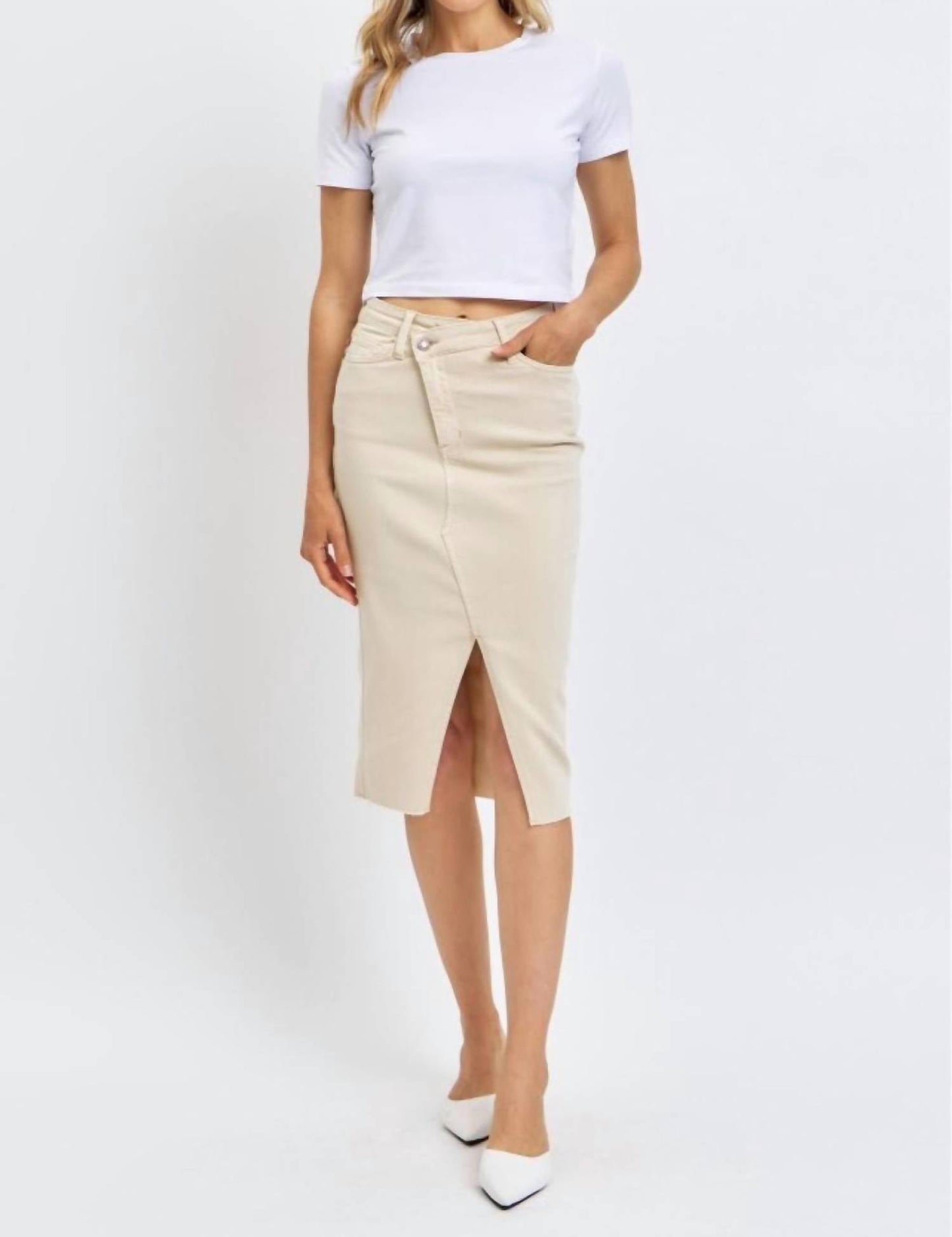 Judy Blue - High Waist Front Slit Denim Skirt