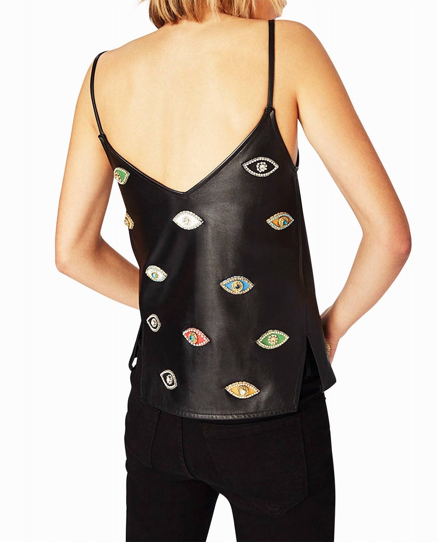 Nicole Miller - Evil Eye Embellishment V Neck Tank Top