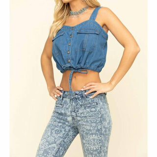 Free People - Top curto jeans Palm Desert