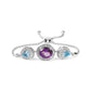 .925 Sterling Silver Oval Amethyst and Pear Blue Topaz with Diamond Accent Lariat 4â€-10â€ Adjustable Bolo Bracelet (H-I Color, SI1-SI2 Clarity)