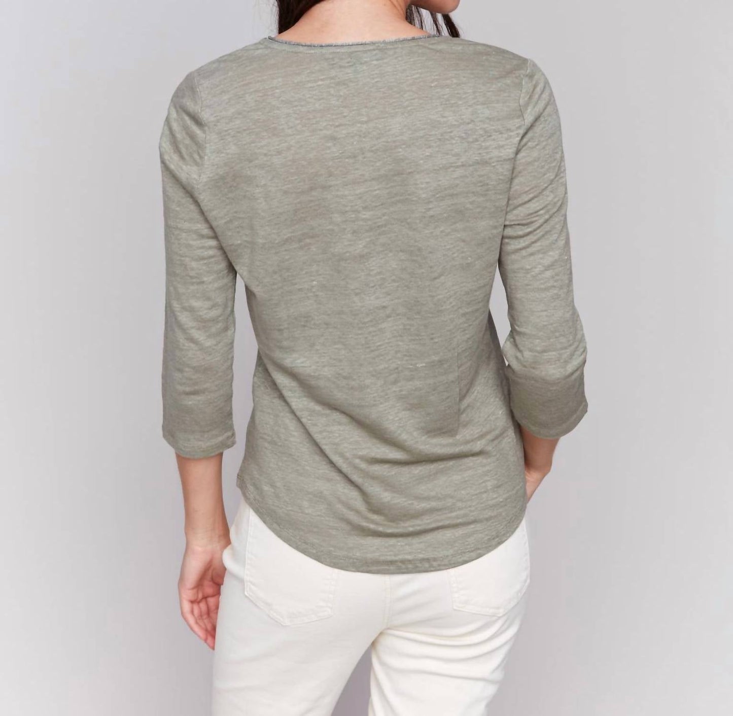 Charlie B - 3/4 Sleeve V-neck Top