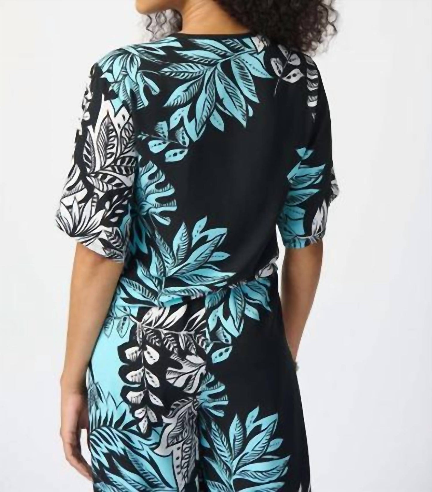 Joseph Ribkoff - Tropical Print Gauze Front Tie Top