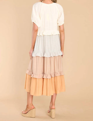 Entro - Colorblock Tiered Midi Dress