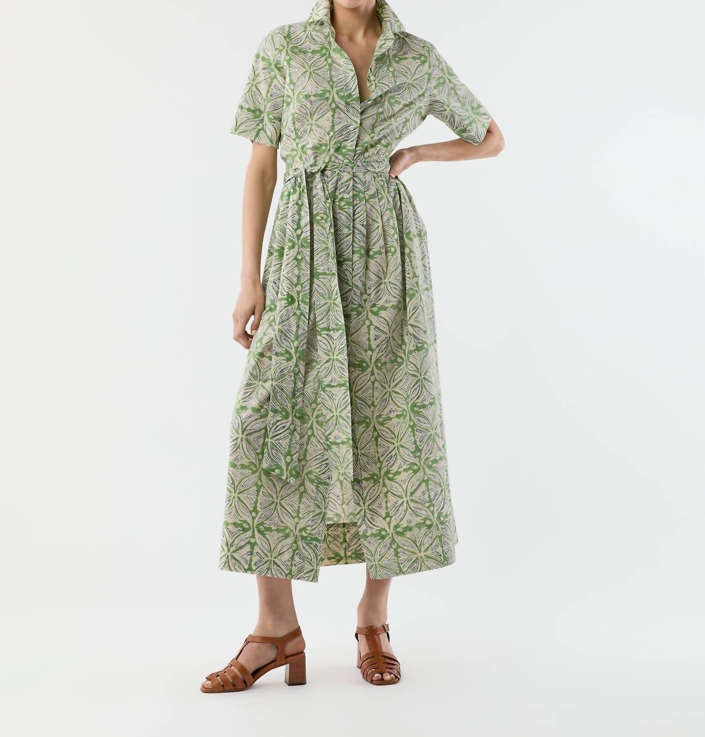 Ann Mashburn - Short Sleeved Classic Shirtwaist Maxi Dress